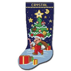 Cross Stitch Pattern Christmas Stocking PDF, Modern Counted Easy