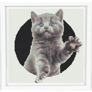 Cross stitch pattern pdf, cat cross stitch pattern, modern cross stitch, animal cross stitch, Instant Download Digital Pattern