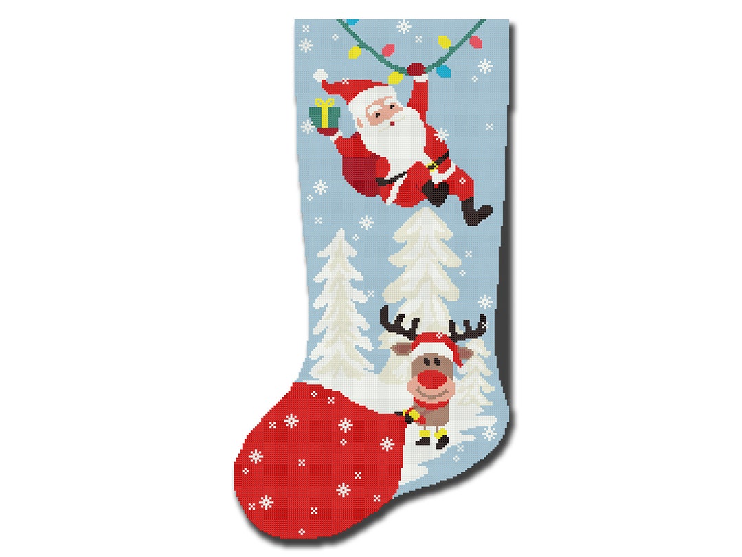 CrossStitchStyleArte, Cross Stitch Christmas Stocking Patterns for Adults,  Personalized Holiday Stockings, Easy Counted Simple Embroidery Pattern for