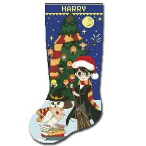 Cross Stitch Christmas Stocking Pattern PDF , Personalized Modern Counted DMC Easy Cute Simple Xmas Design For Beginner DIY Digital Download