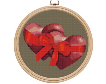 Cross Stitch Pattern Heart PDF, Cute Modern Counted Easy Love Cross Stitch Design for Beginners, Valentines day gift DIY, Instant Download