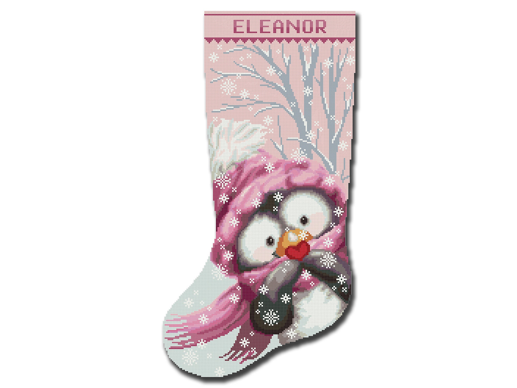 Cross Stitch Christmas Stocking Pattern PDF, Personalized Modern Counted  DMC Easy Cute Penguin, Simple for Beginners DIY, Digital Download 