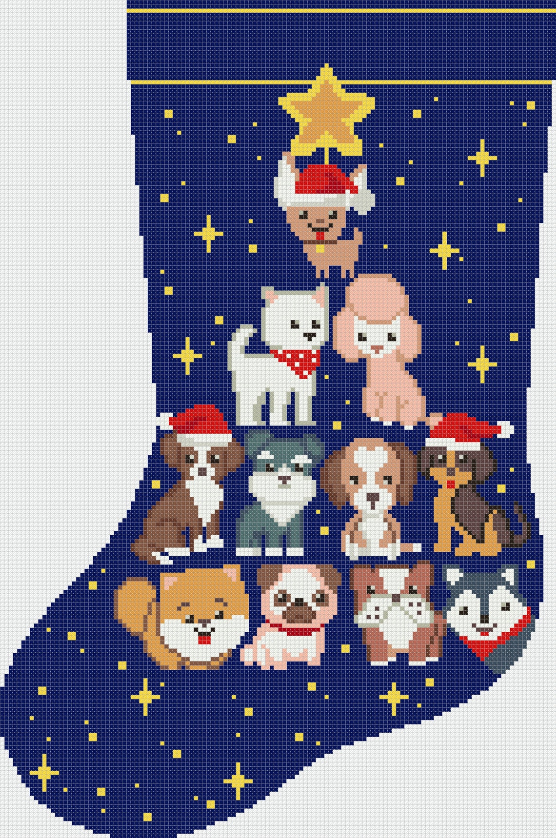 Dog Christmas Stocking Cross Stitch Patterns PDF Personalized Etsy