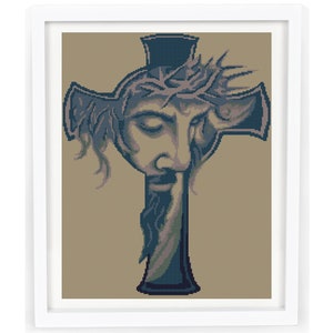 Cross stitch pattern pdf, Jesus cross stitch, religious catholic cross stitch sampler design, easy cross stitch template Instant Download