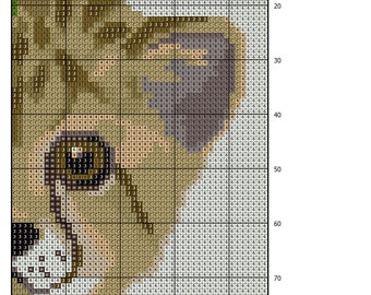 Safari Animal Cross Stitch Pattern PDF - Cheetah Geopardo With Flowers Digital Download