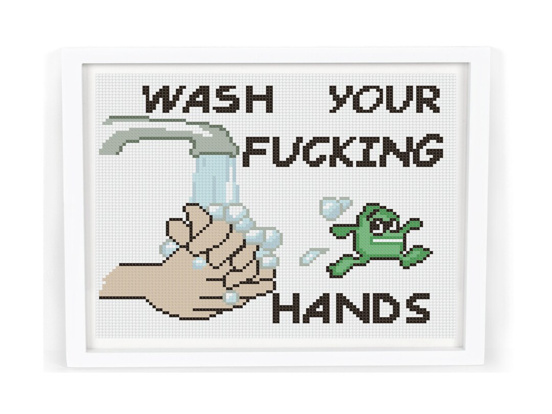 Cross Stitch Pattern Funny PDF Wash Your Fucking Hands Cross - Etsy