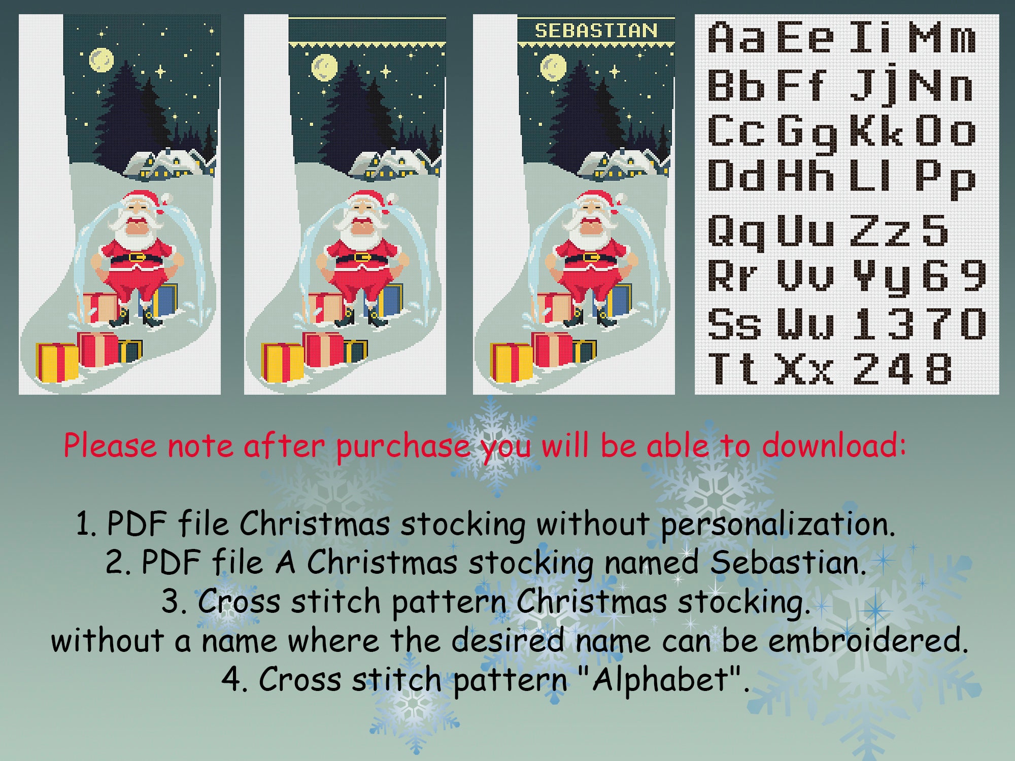 Christmas Stocking Cross Stitch Pattern PDF / Personalized | Etsy