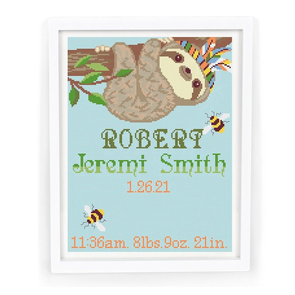 Sloth Cross Stitch Etsy