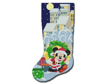 Kreuzstich Stickvorlage Weihnachtsstrumpf PDF, Kreuzstich Stickmuster Zählmuster, Zählmuster für Anfänger, Instant Download