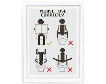 Toilet cross stitch pattern pdf, modern cross stitch pattern, funny cross stitch, counted cross stitch, Instant Download Digital Pattern