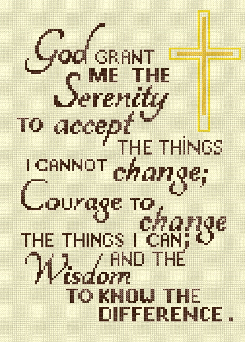 Cross stitch pattern pdf Serenity Prayer cross stitch Etsy