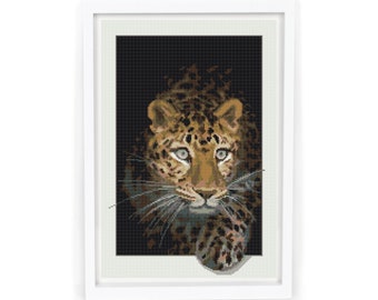 Leopard cross stitch pattern pdf, counted modern cute 3D cross stitch sampler design, animal print cross stitch chart, etsy Instant Download