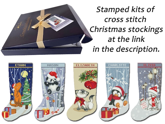 Cross Stitch Christmas Stocking Patterns PDF, Modern Personalized, Counted  Easy Holiday Stockings Cross Stitch Chart, Cute Santa Claus, red Truck