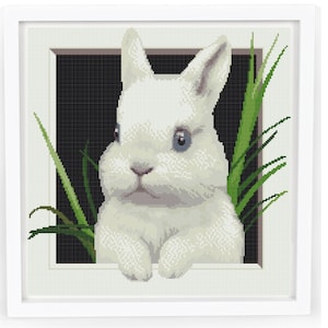 Cross stitch pattern pdf, rabbit cross stitch, modern cross stitch, Easter cross stitch pattern, Instant Download Digital Pattern.