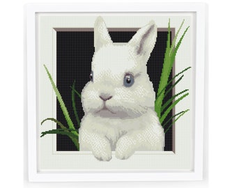Cross stitch pattern pdf, rabbit cross stitch, modern cross stitch, Easter cross stitch pattern, Instant Download Digital Pattern.