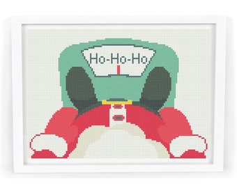 Christmas cross stitch pattern PDF , funny modern counted easy Santa Claus ho ho ho simple cross stitch design for beginner Digital Download