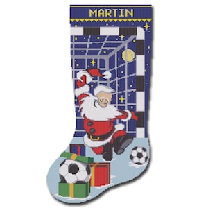 Cross Stitch Kerstsok Patronen PDF, Gepersonaliseerde Moderne Getelde DMC Gemakkelijk Leuke Kerstman, Voetbal Eenvoudig Voor Beginner Digitale Download