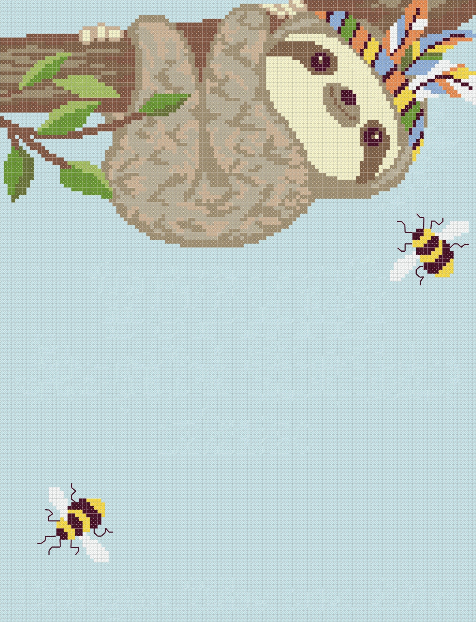 Birth Announcement Cross Stitch Pattern PDF / Cute Sloth Etsy