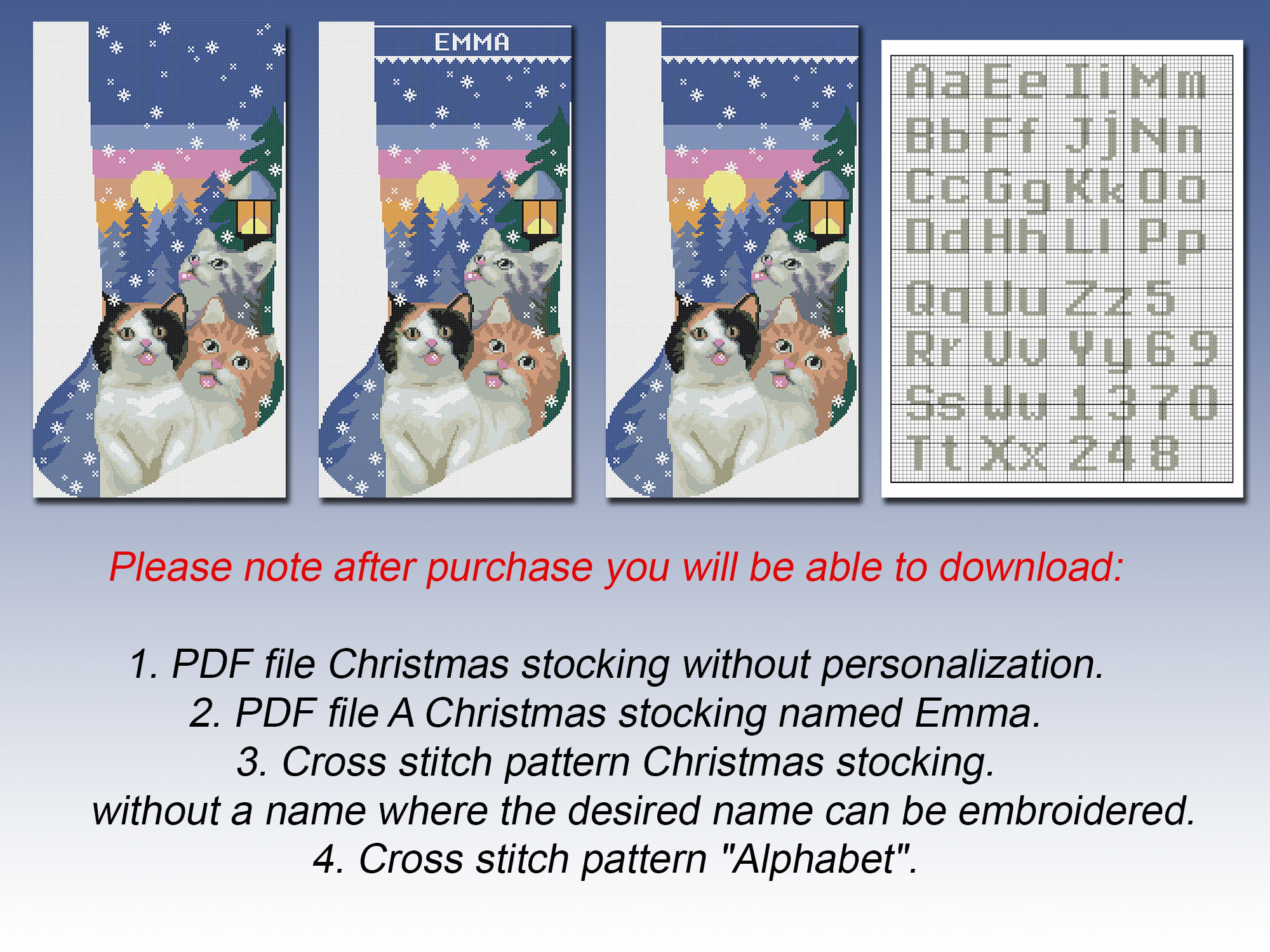 Cross Stitch Pattern Christmas Stocking PDF, Modern Counted Funny Easy ...