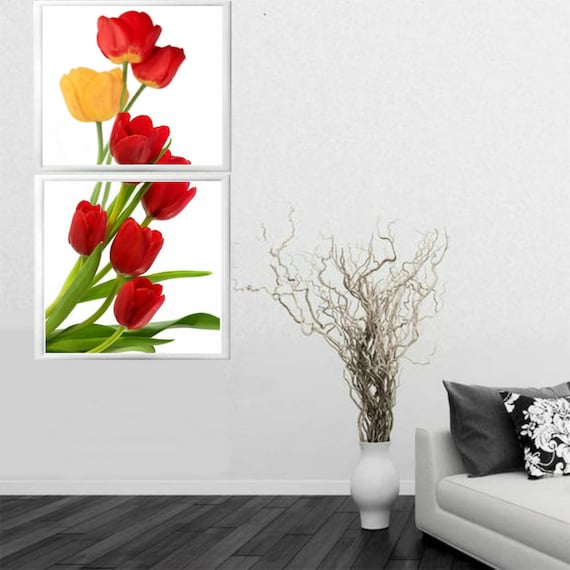 Cross stitch pattern flowers pdf modern counted tulips floral | Etsy