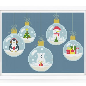 Patrones punto de cruz navideños pdf, diseño moderno fácil y sencillo de punto de cruz contado para principiantes, adornos navideños, Descarga instantánea