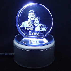 Personalised Lasered 3D Aurora Photo Crystal 70x67x20mm