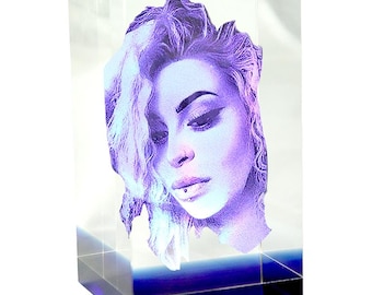 Blue Band 3D Photo Crystal Medium 80x60x49mm