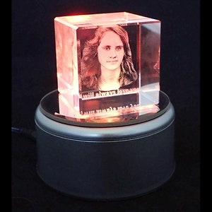 Personalised Lasered 3D Cube Photo Crystal Small 50x50x50mm