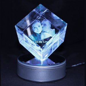 Personalised Lasered 3D Diamond Photo Crystal 80x80x80mm