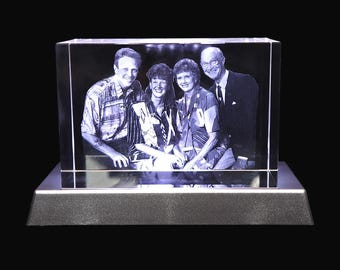 Personalised Lasered 3D Photo Crystal Extra Large 150x100x80mm. Impressive Centrepiece.