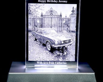 2D Personalised Lasered Photo Crystal Extra Large 160x120x20mm