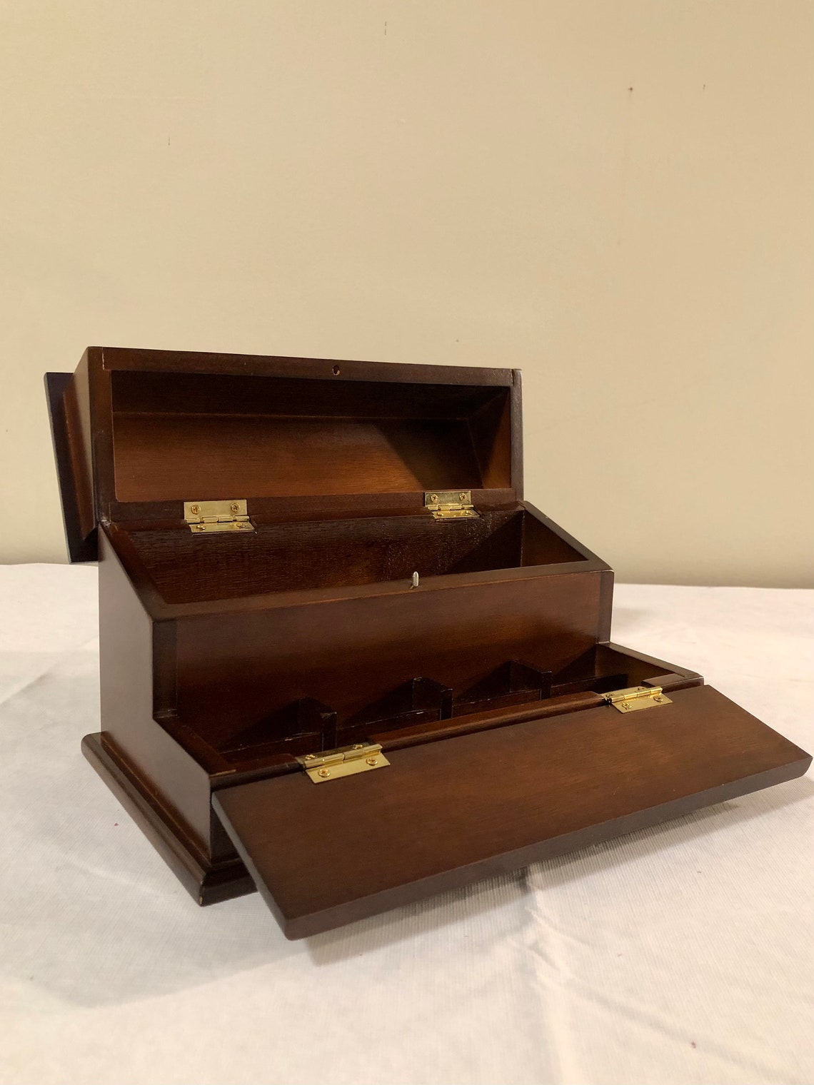 Vintage Bombay Company Mahogany Wooden Desk Jewelry Box Etsy