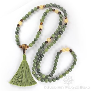 Jade Mala | Green Tara Mala | Buddhist Prayer Beads | Mala Beads | Buddhist Mala | Mala Necklace | Tassel Necklace | Yoga Mala