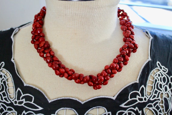Red Rondel Lucky Jewelry Red Necklace Cambodian Seed Necklace
