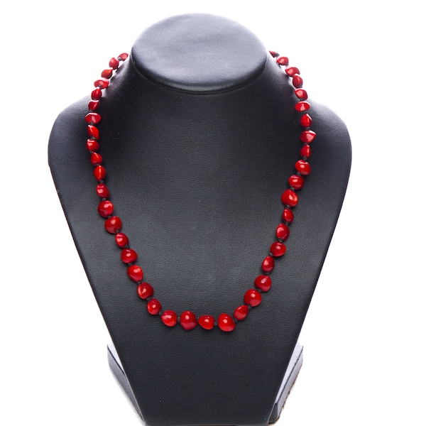 handmade seed necklace Red rondel