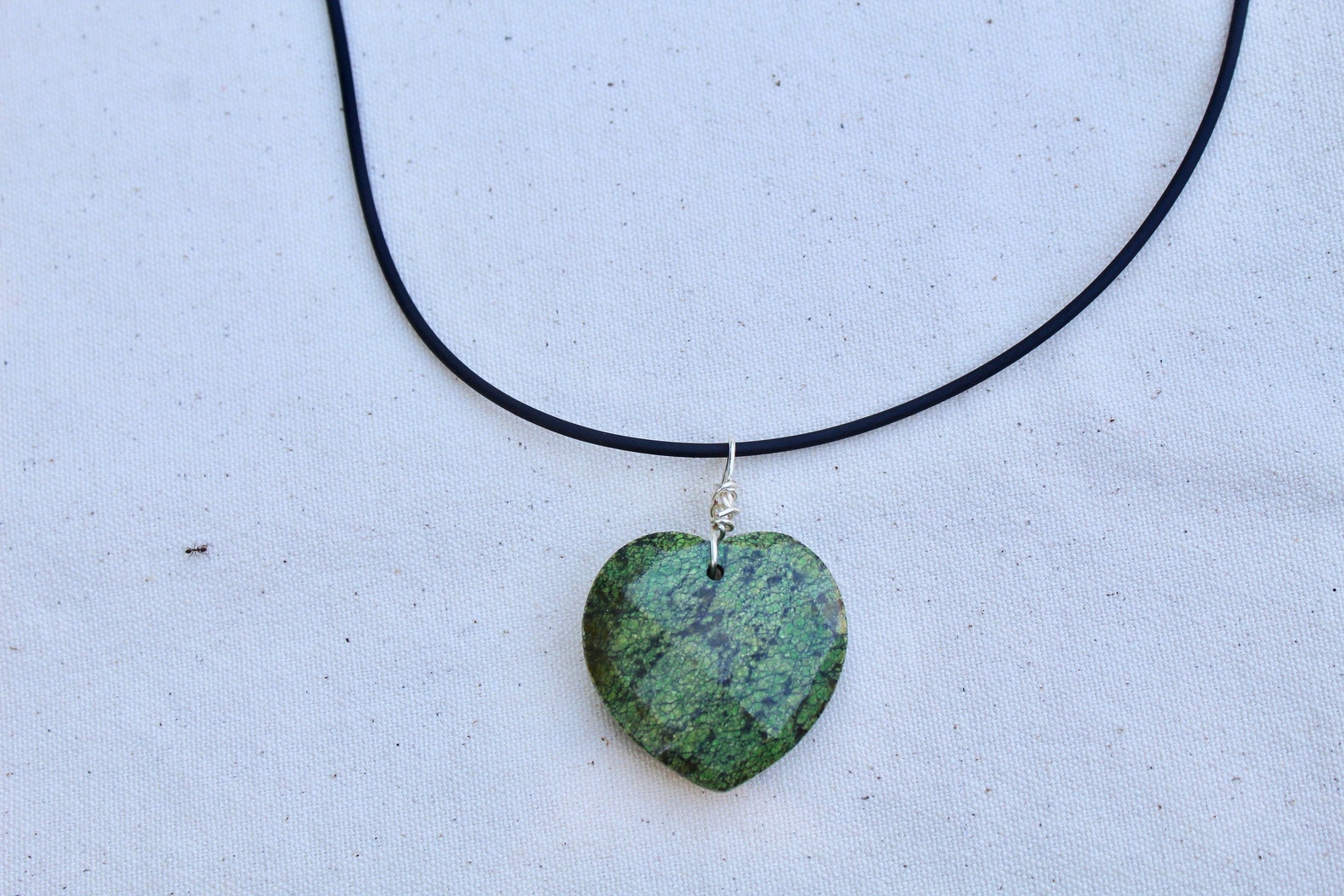 Crystal Heart Necklace Heart Green Necklace Short Necklace Etsy