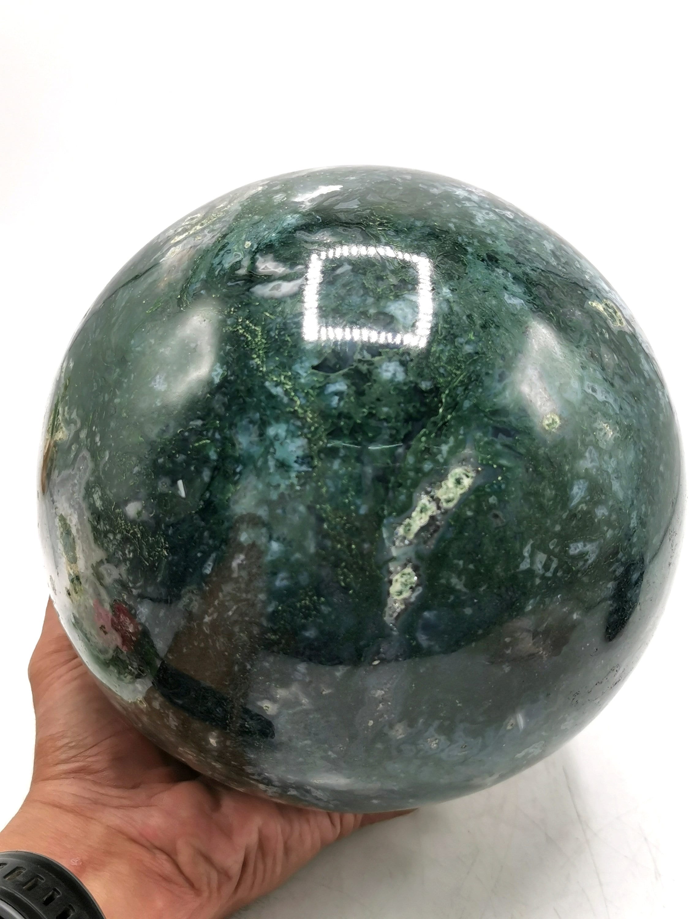 Large natural Moss Agate stone sphere/ball | Etsy