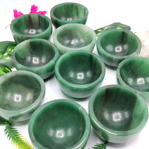 Beautiful Australian green aventurine hand carved bowls - 3 inches diameter and 200 gms (0.44 lb) - ONE BOWL ONLY