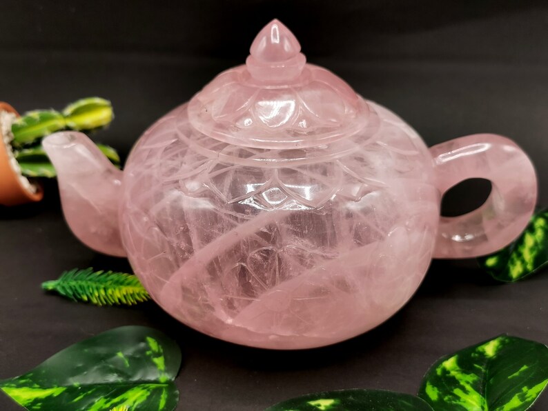 Rose Quartz Tea Set Exquisite Carving of a Tea Kettle and 4 Etsy