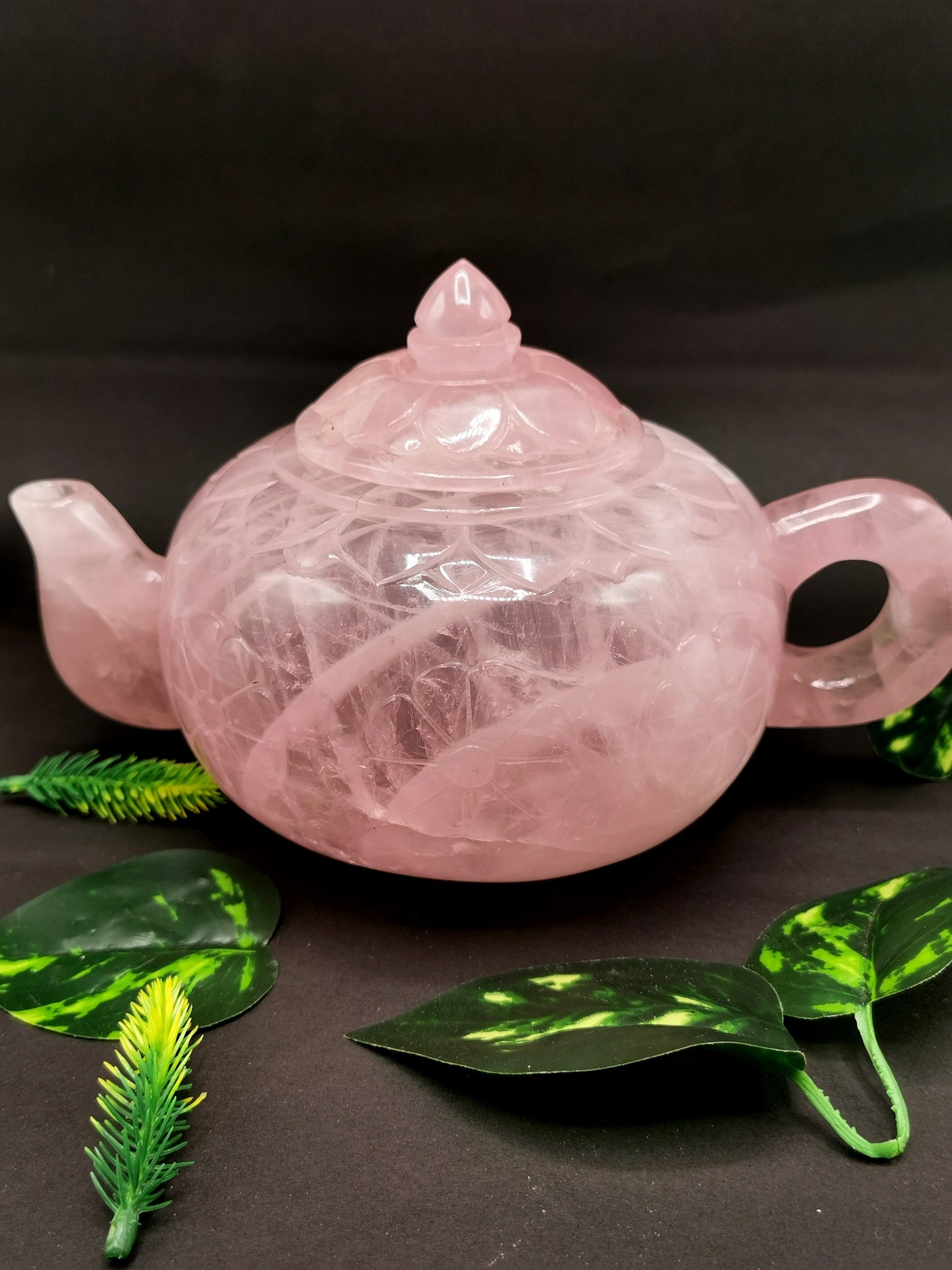 Rose Quartz Tea Set Exquisite Carving of a Tea Kettle and 4 Etsy