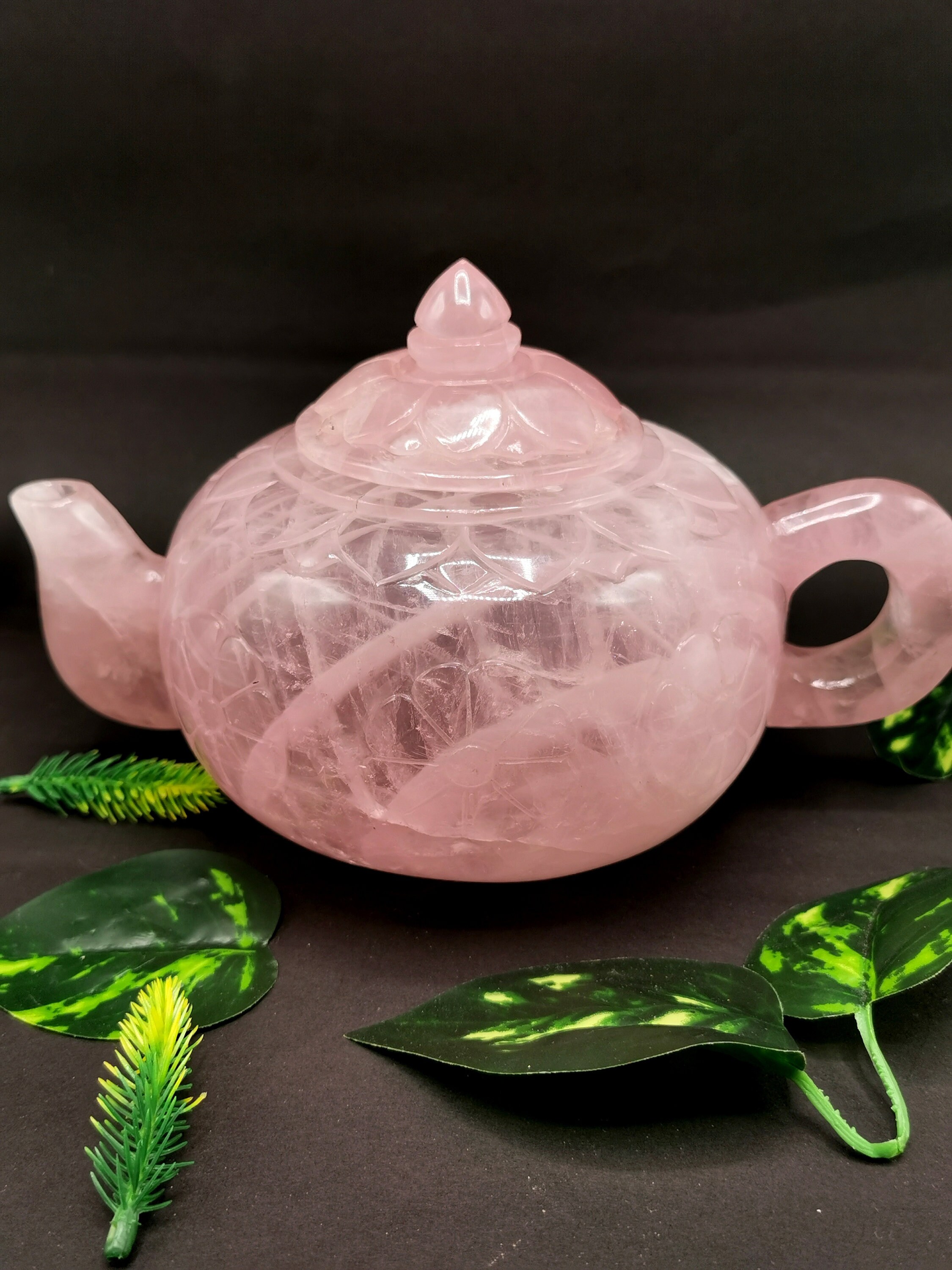 Rose Quartz Tea Set Exquisite Carving of a Tea Kettle and 4 Etsy