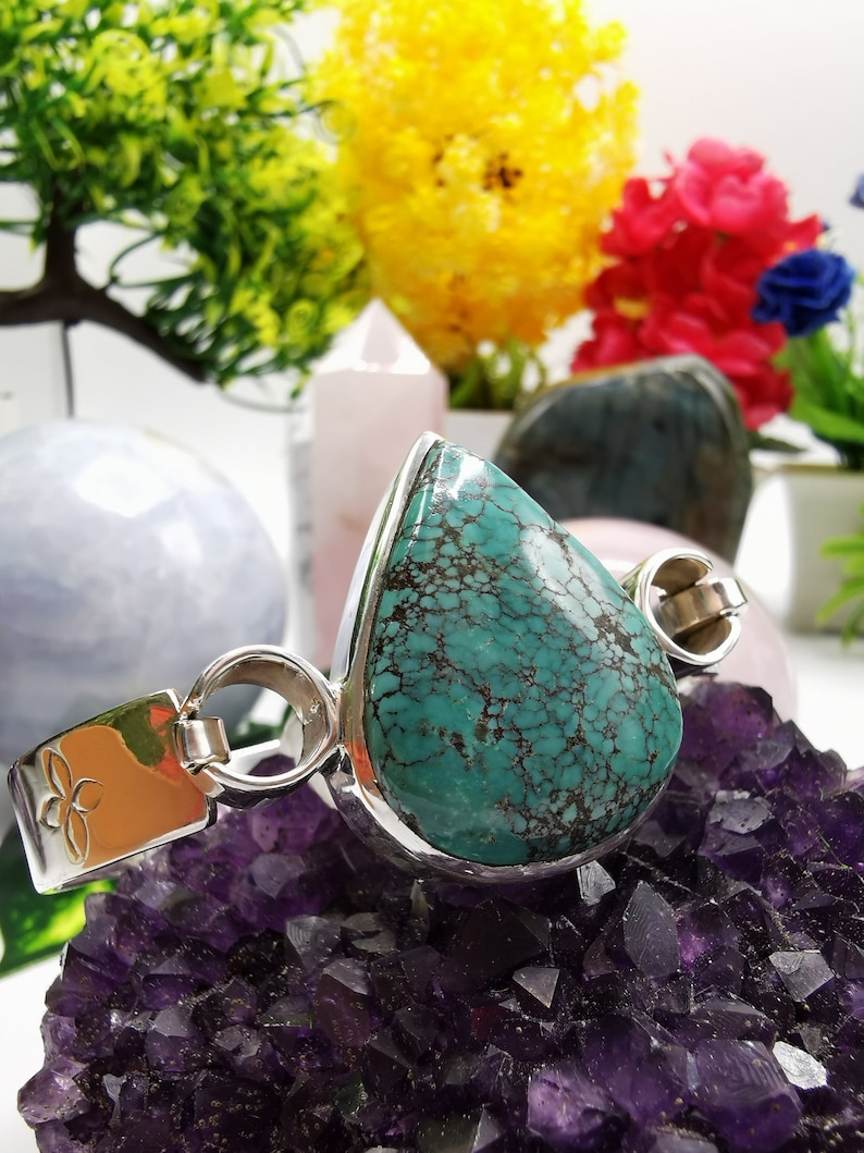 Exquisite Turquoise free size braceletbangle in 925 sterling silver-gemstonecrystal jewelry|Mother/'s DayBirthdayWeddingAnniversary gift