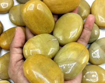 Natural Yellow Aventurine palm stones - ONE PIECE - crystal/chakra/reiki/healing - 80 gms weight