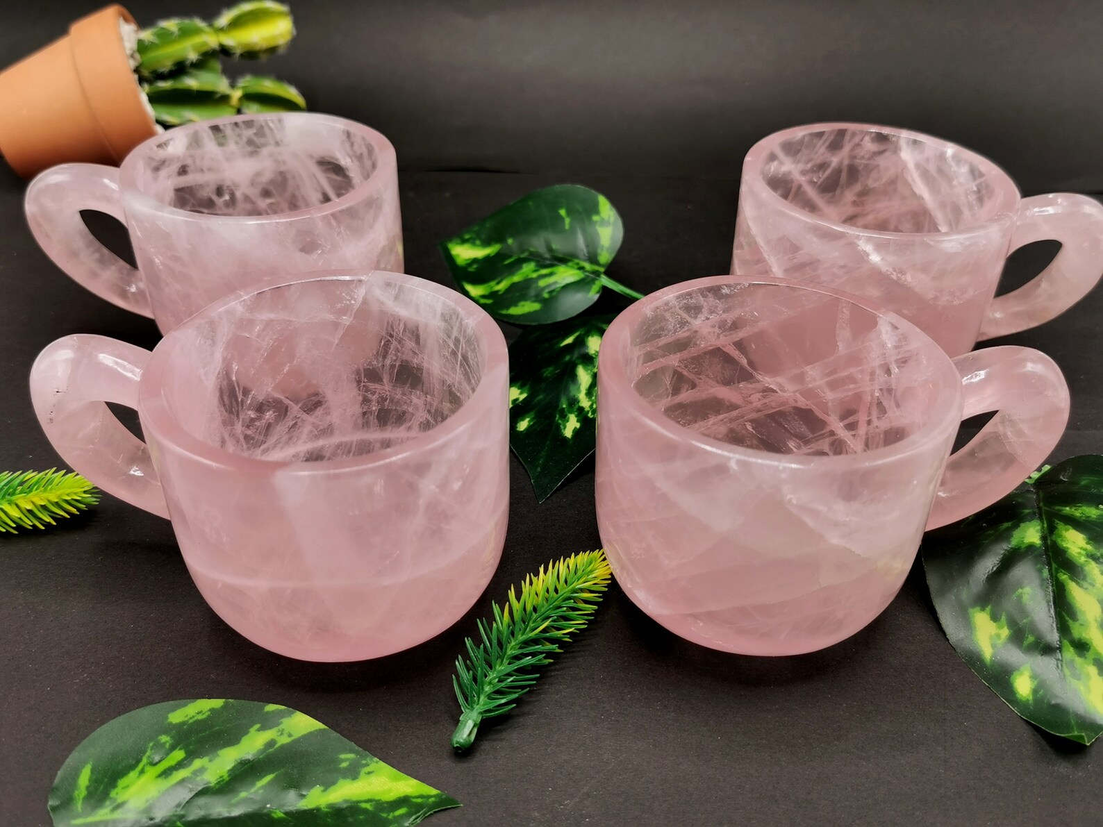 Rose Quartz Tea Set Exquisite Carving of a Tea Kettle and 4 Etsy