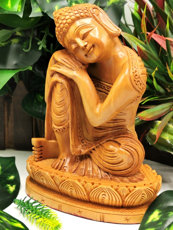 Buddha Handmade Carving in Wood Gautam Buddha Idol Etsy