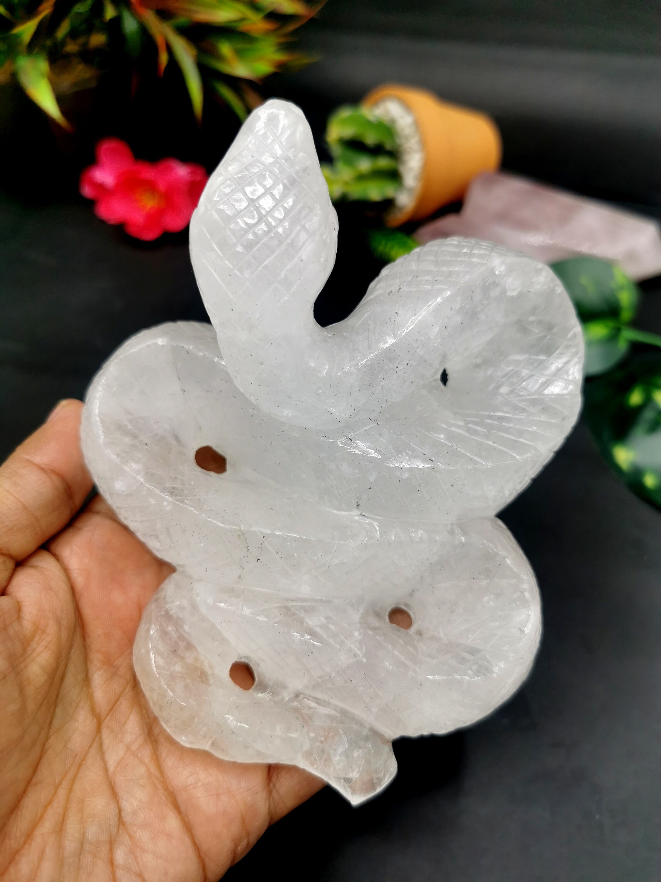Slithering snake carving in clear quartz stone crystal Etsy