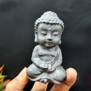 Baby Buddha Carving in Natural Raw Shungite – A Powerful Symbol of Protection, Grounding, and Peaceful Energy | ONE PIECE ONLY
