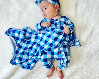 Maternity robe, mommy robe and swaddle set, mom and baby, hospital bag, baby shower gift, mommy and me robe and swaddle girl, dad shirt