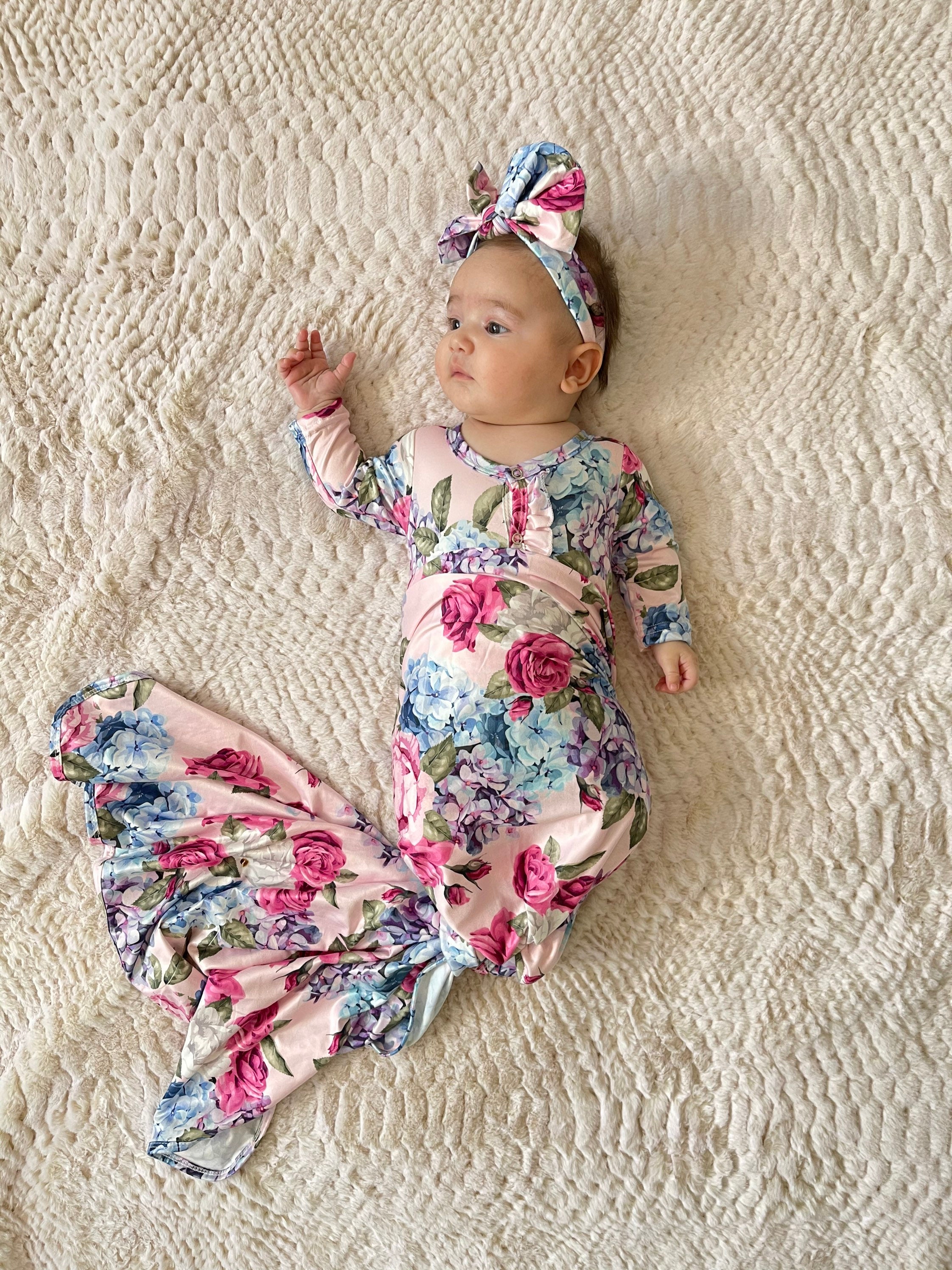 Floral Milk Silk Maternity Robe Swaddle Set: Mommy & Me Outfit