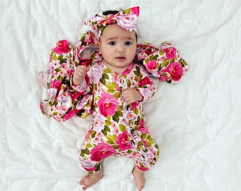 Floral Maternity Robe Swaddle Set | Mommy and Me Hospital Outfit | Baby Shower Gift | Baby Swaddle Blanket, Nursing Cover, Stroller Blanket